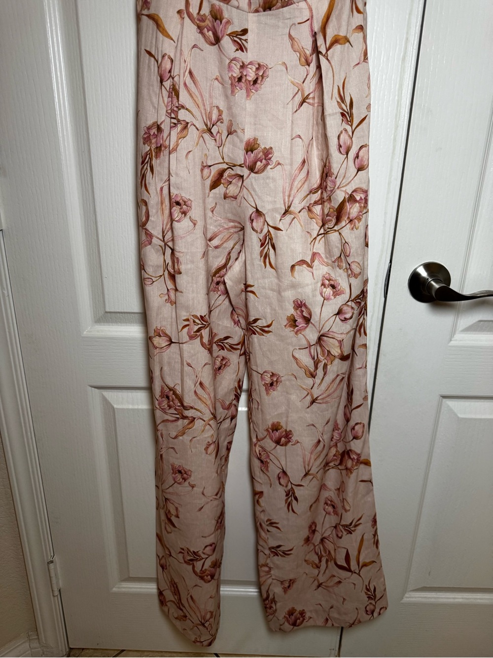 Antonio Melani Floral One Shoulder Wide Leg Jumpsuit Pink Size 0 NO BELT - Picture 4 of 6